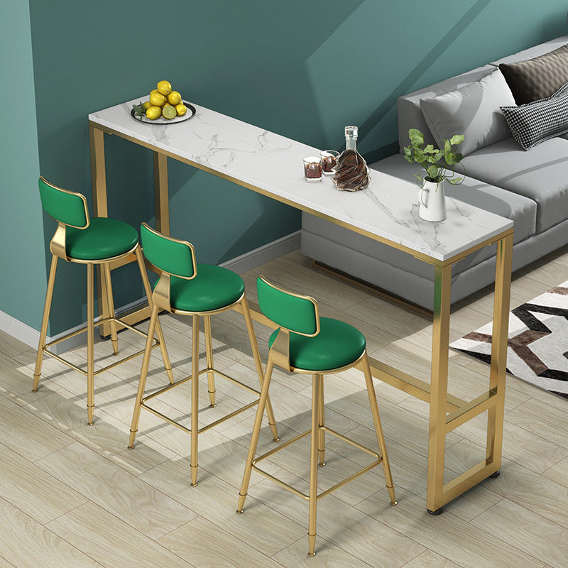 White Faux Marble Table Modern Style Bistro Bar Table for Living Room