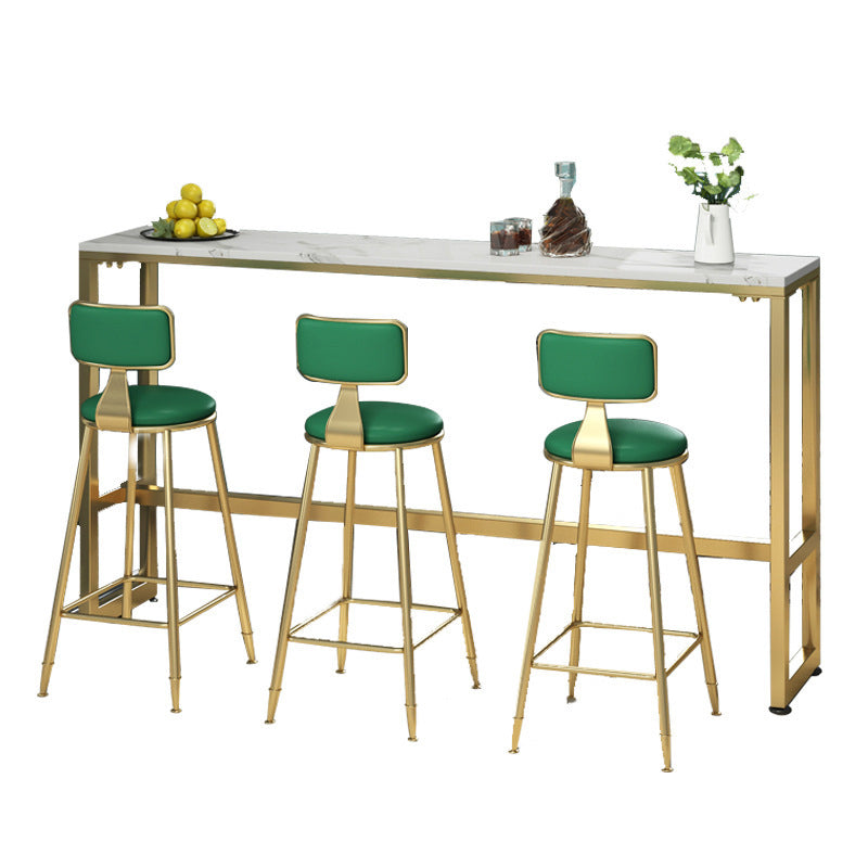 White Faux Marble Table Modern Style Bistro Bar Table for Living Room