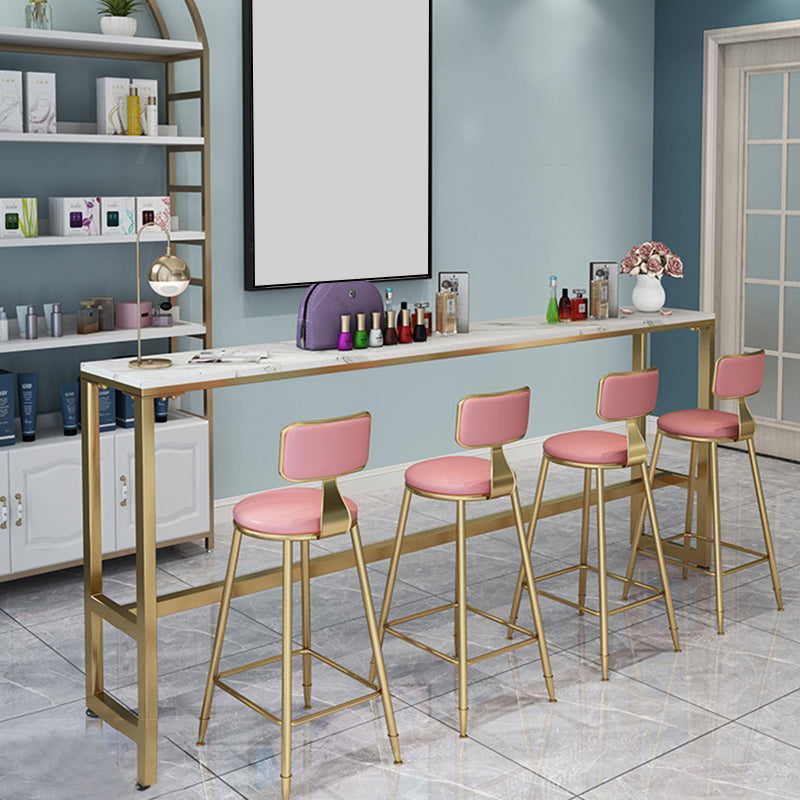 White Faux Marble Table Modern Style Bistro Bar Table for Living Room