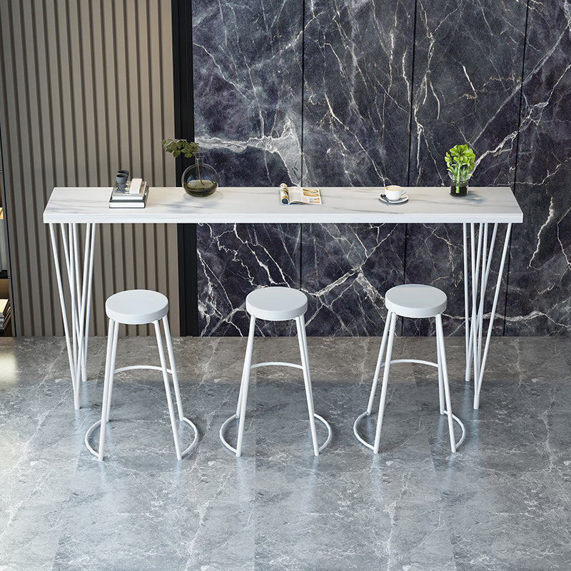Stone Top Bistro Table Modern Style Bistro Bar Table with Four Legs