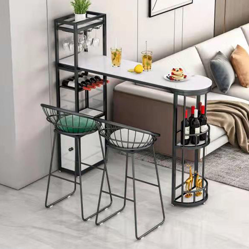 Faux Marble Top Bar Table Specialty Contemporary Style Pub Table for Breakroom