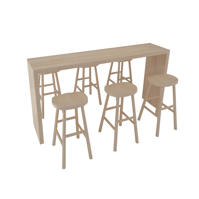 Contemporary Style Solid Wood Bar Stool Table Rectangle Bar Table in Natural