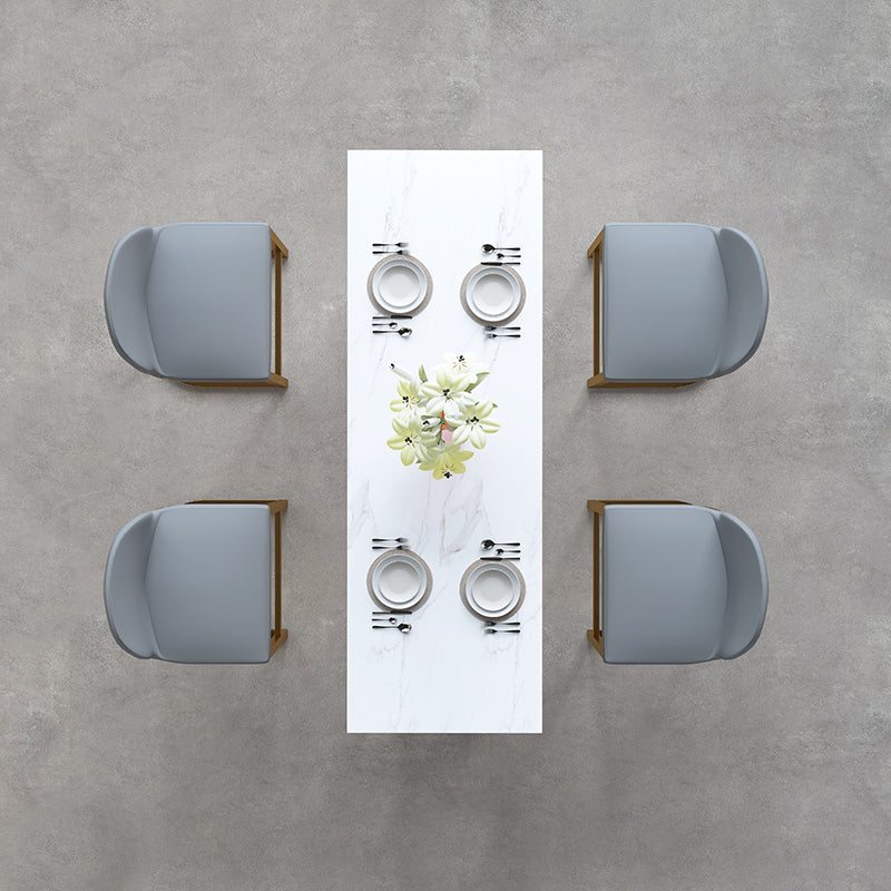 Faux Marble Top Bar Table Rectangle Contemporary Style Pub Table in White