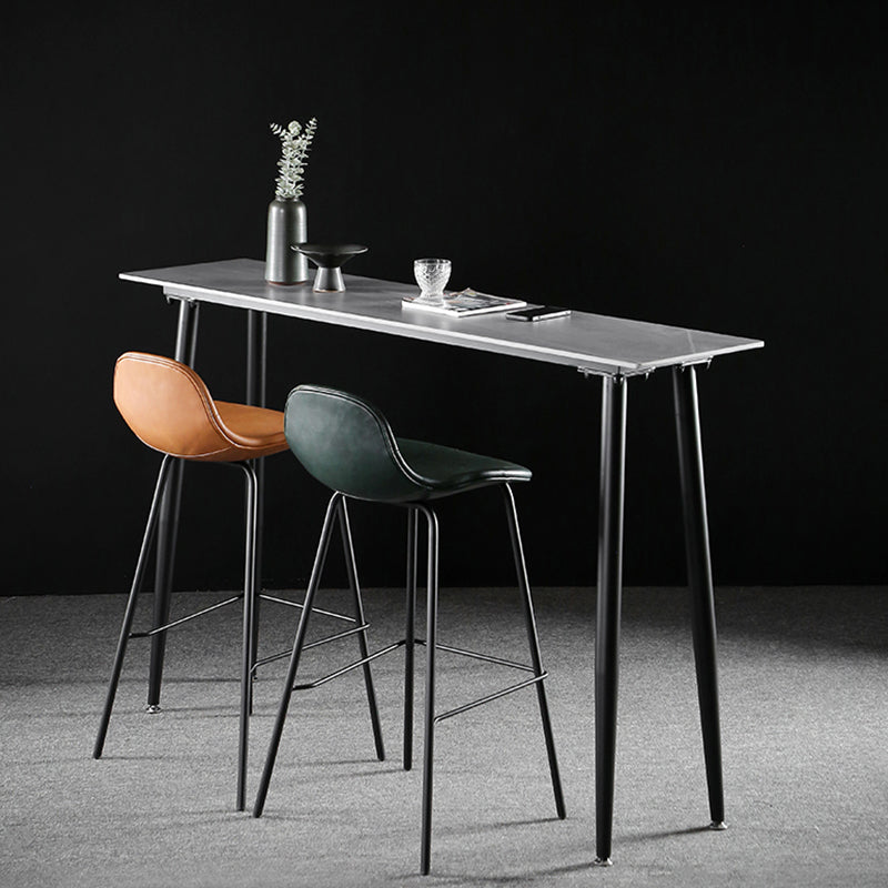 Industrial Style Bar Table Stone Rectangle Pub Table in Gray