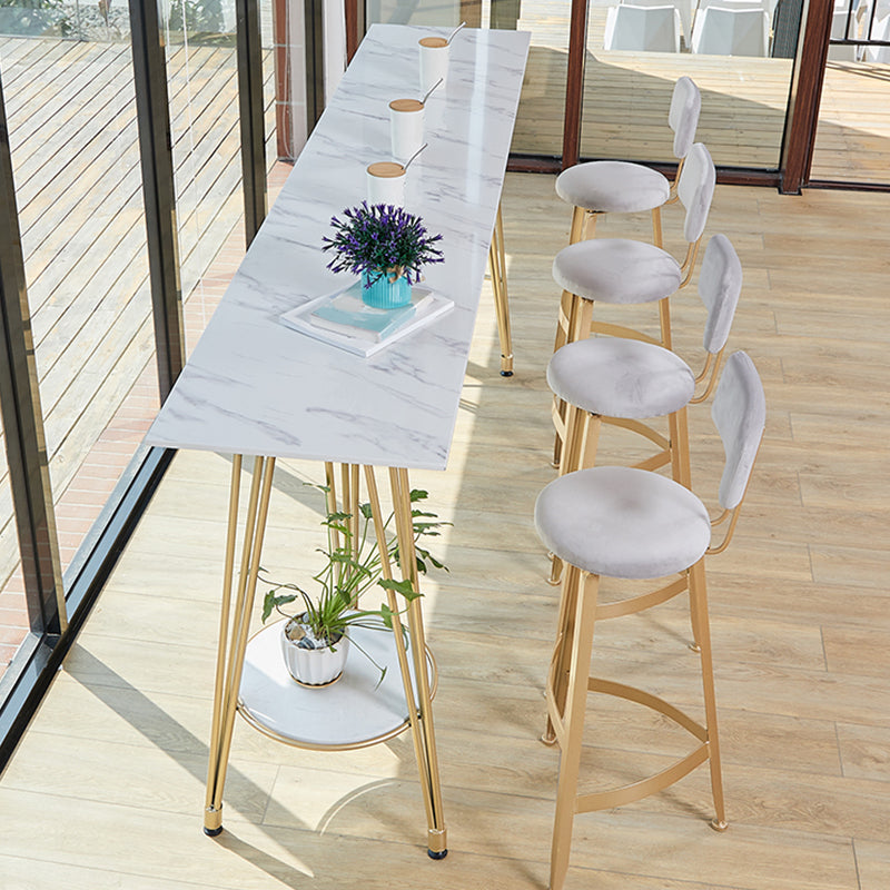 Rectangle Pub Table Glam Stone Bar Table for Cafe and Breakroom