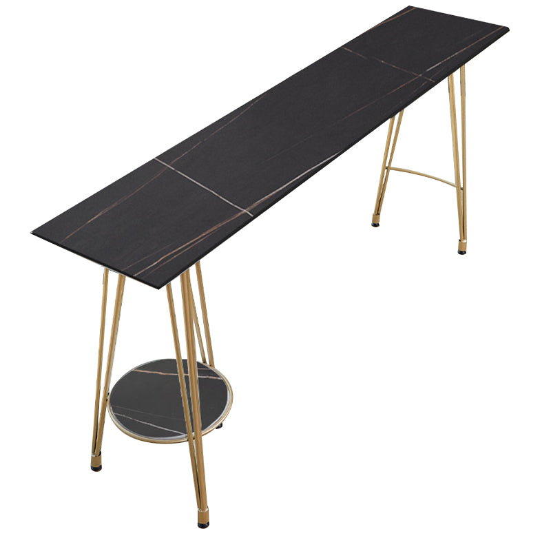 Rectangle Pub Table Glam Stone Bar Table for Cafe and Breakroom