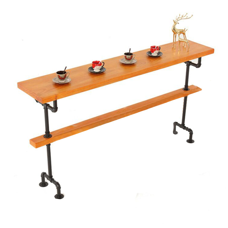 Industrial Style Bar Table Rectangle Solid Wood Pub Table in Brown