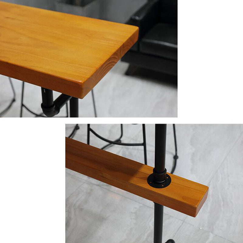 Industrial Style Bar Table Rectangle Solid Wood Pub Table in Brown