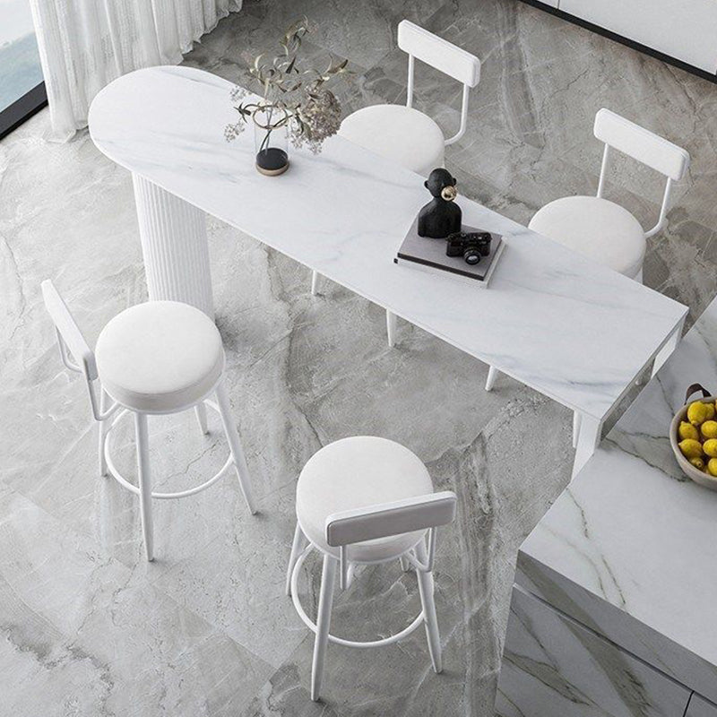 Rectangle Stone Bar Dining Table Bar Height Metal Base Bar Table