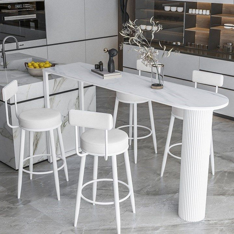 Rectangle Stone Bar Dining Table Bar Height Metal Base Bar Table