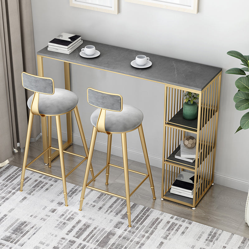 Industrial Style Bar Table Stone Rectangle Pub Table for Outdoor and Breakroom