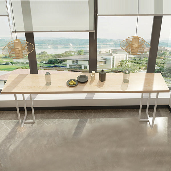 Modern Solid Wood Bistro Bar Table Rectangle Metal Base Bar Table