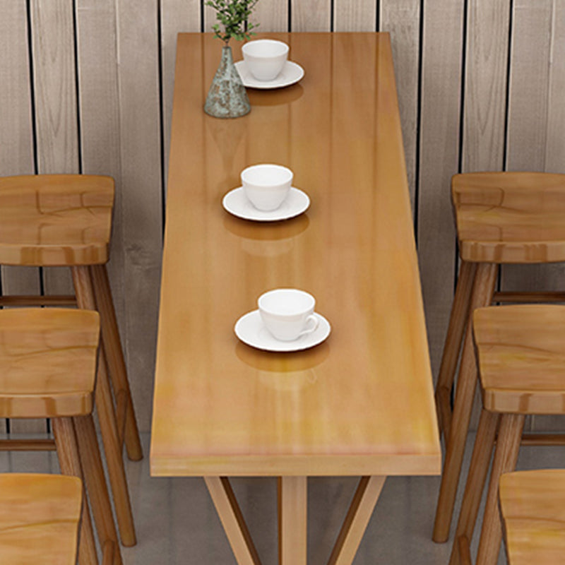 Contemporary Solid Wood Bar Stool Table Rectangle Bar Table in Brown for Indoor