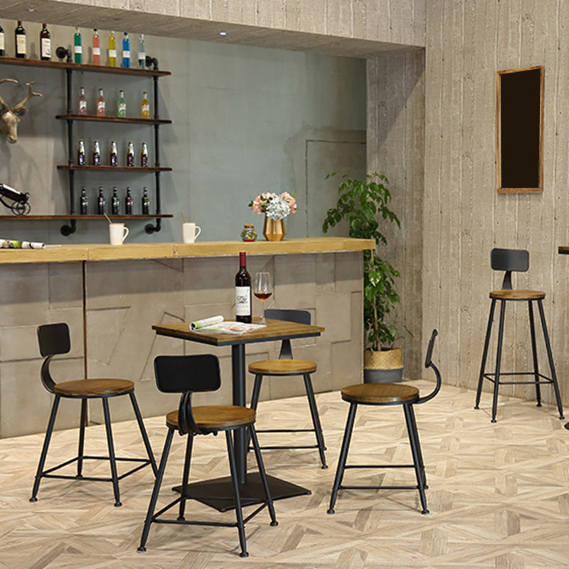 Industrial Pedestal Bistro Bar Table Solid Wood and Metal Base Bar Table