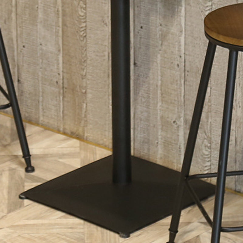Industrial Pedestal Bistro Bar Table Solid Wood and Metal Base Bar Table