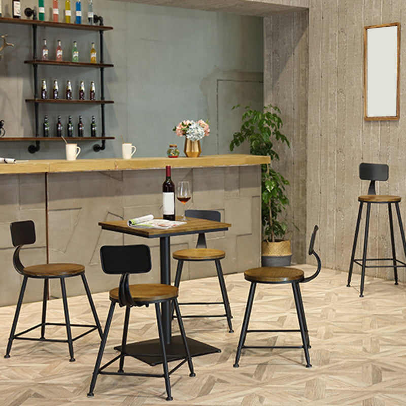 Industrial Pedestal Bistro Bar Table Solid Wood and Metal Base Bar Table