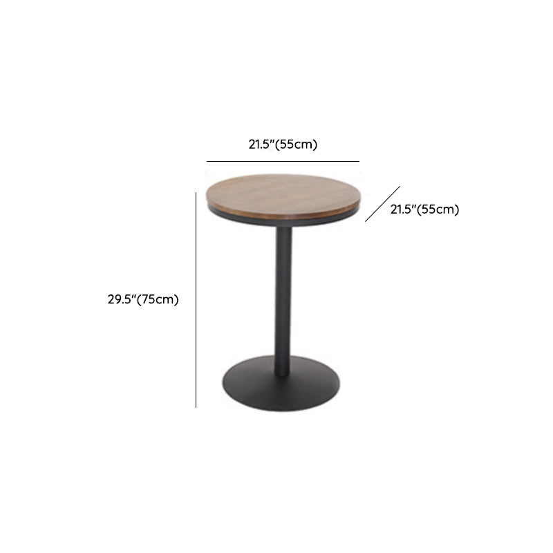 Industrial Pedestal Bistro Bar Table Solid Wood and Metal Base Bar Table