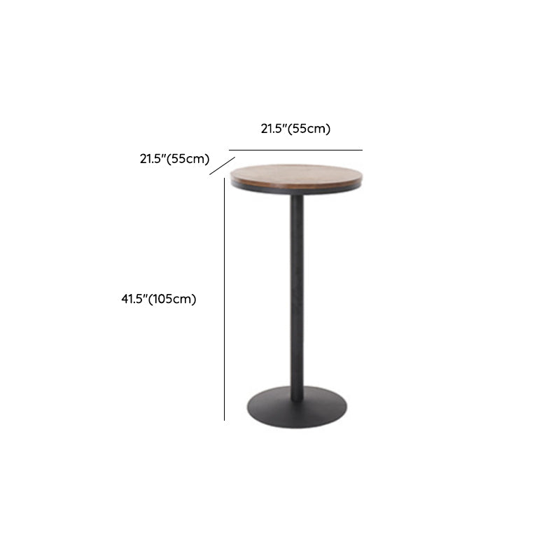 Industrial Pedestal Bistro Bar Table Solid Wood and Metal Base Bar Table