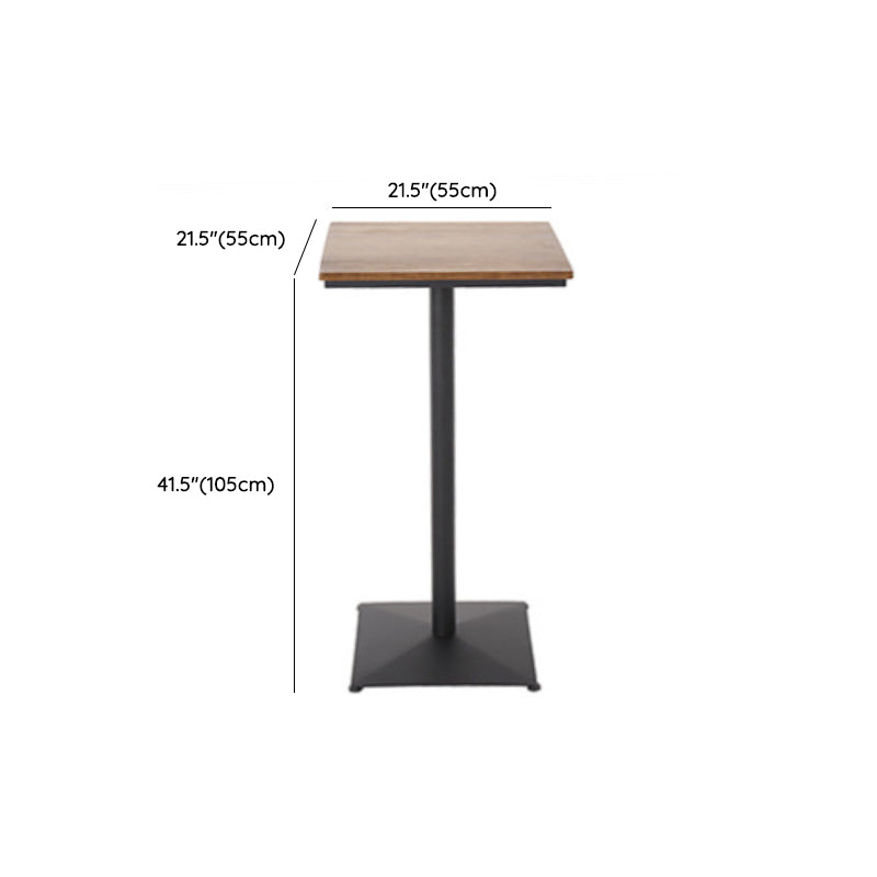 Industrial Pedestal Bistro Bar Table Solid Wood and Metal Base Bar Table