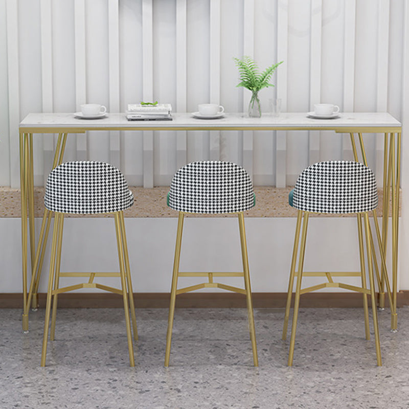 Rectangle Pub Table Glam Faux Marble Top Bar Table for Cafe and Breakroom