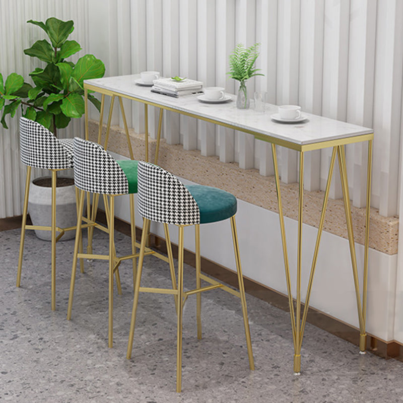 Rectangle Pub Table Glam Faux Marble Top Bar Table for Cafe and Breakroom