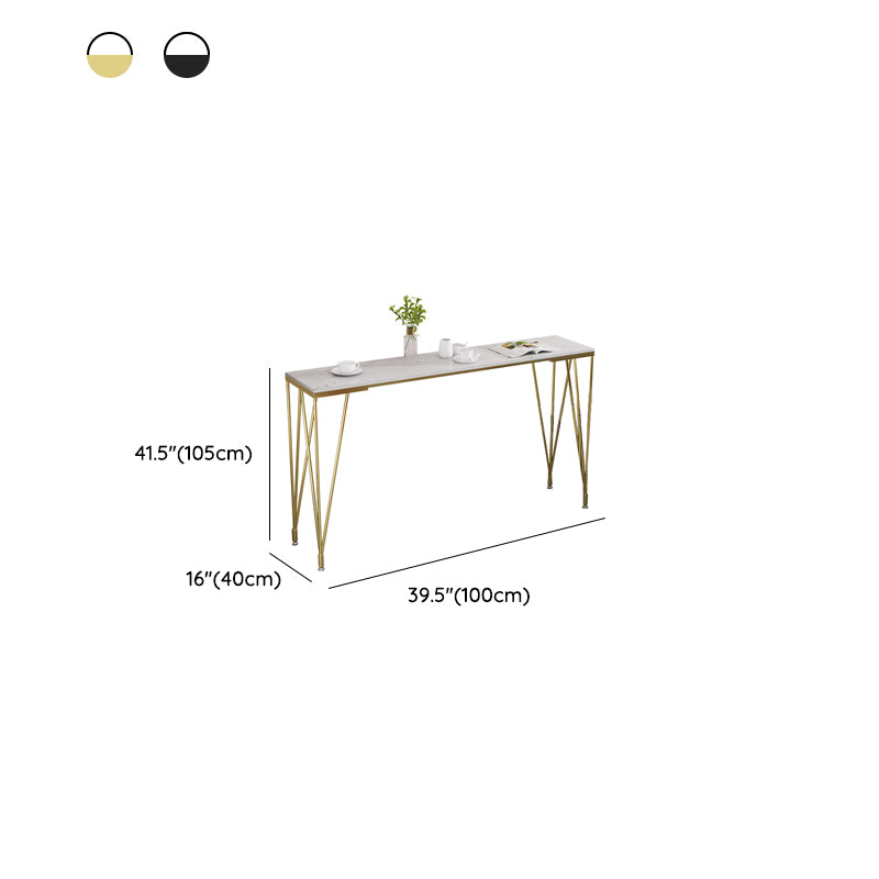 Rectangle Pub Table Glam Faux Marble Top Bar Table for Cafe and Breakroom