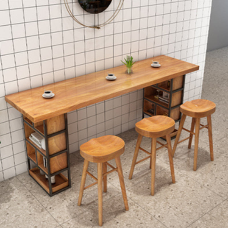 Contemporary Bar Table Set 1/4 Pieces Rectangle Solid Wood Bar Table Set for Indoor