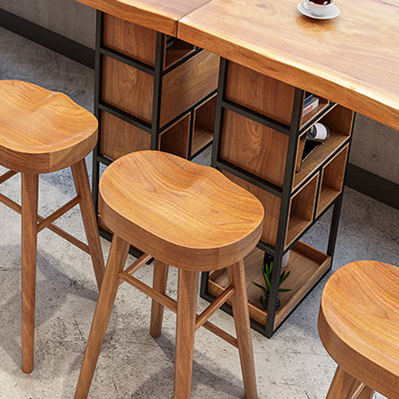 Contemporary Bar Table Set 1/4 Pieces Rectangle Solid Wood Bar Table Set for Indoor