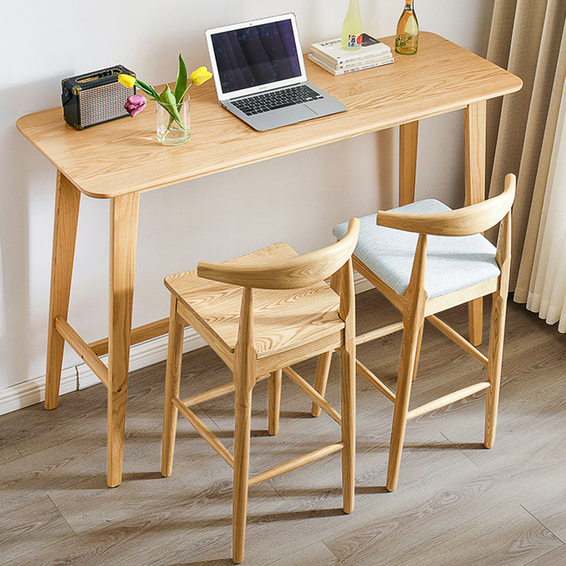 Natural Colour Bar Table Set 1/2/3 Pieces Industrial Rectangle Solid Wood Bar Set