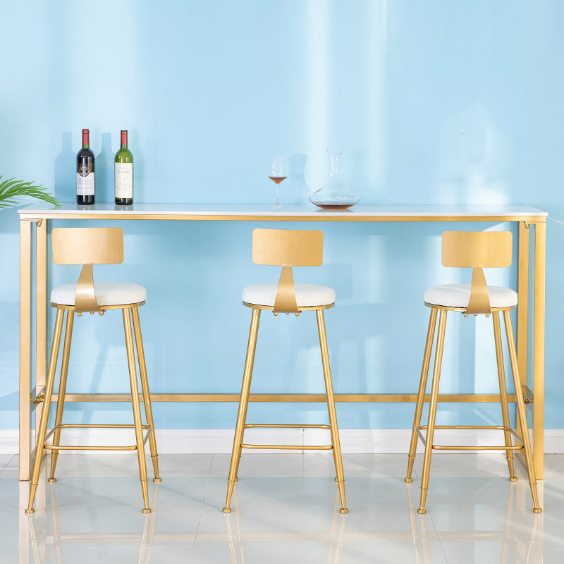 Glam Rectangle Pub Set 1/4/7 Pieces Faux Marble Bar Table with Upholstered Stools