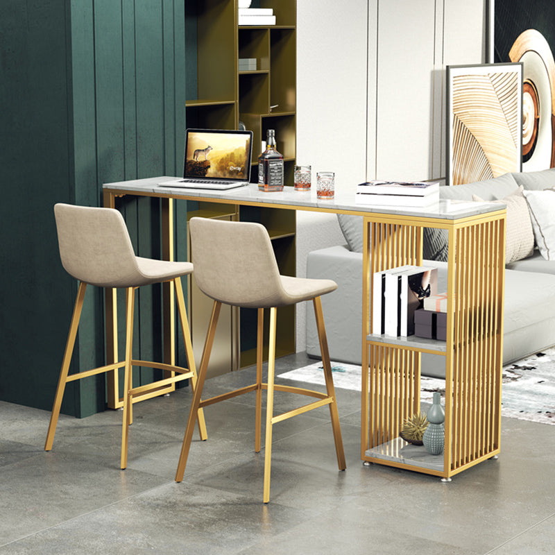 Glam Rectangle Bistro Set 1/3/4 Pieces Marble Pub Table with Solid Back Stools