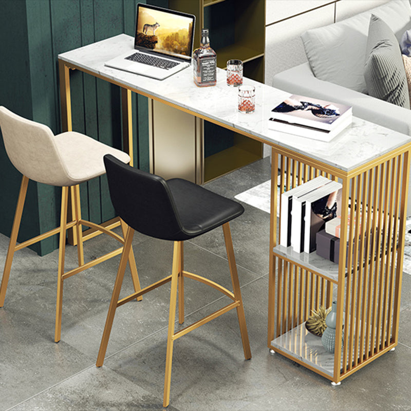 Glam Rectangle Bistro Set 1/3/4 Pieces Marble Pub Table with Solid Back Stools