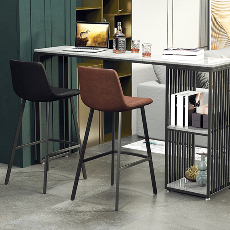 Glam Rectangle Bistro Set 1/3/4 Pieces Marble Pub Table with Solid Back Stools