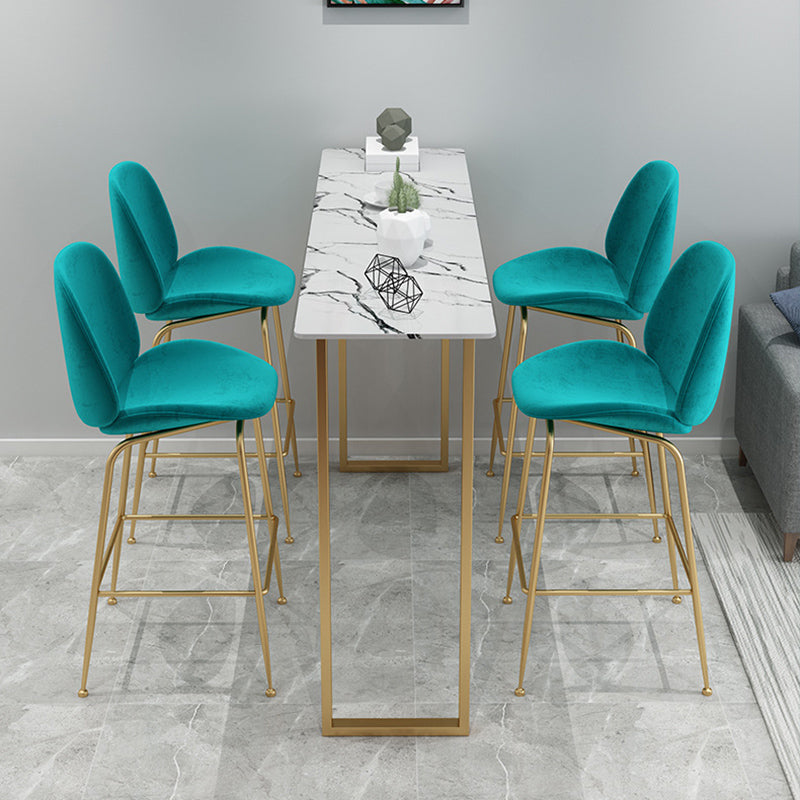 Glam Rectangle Bistro Set 1/5 Pieces Faux Marble Pub Table with Solid Back Stools