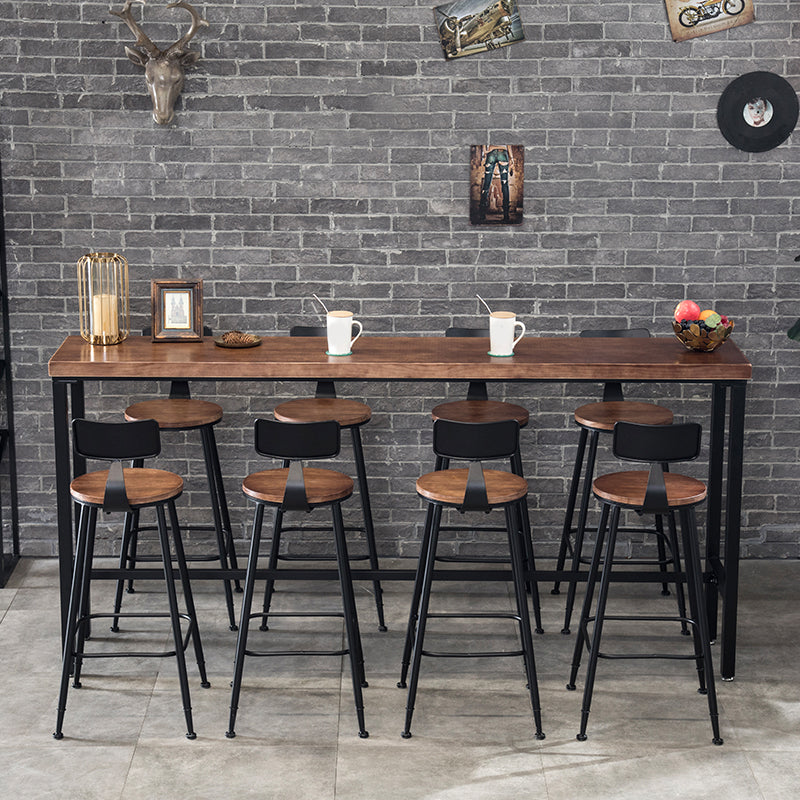 Industrial Style Bar Set 1/4/5/9 Pieces Solid Wood Rectangle Pub Dining Set