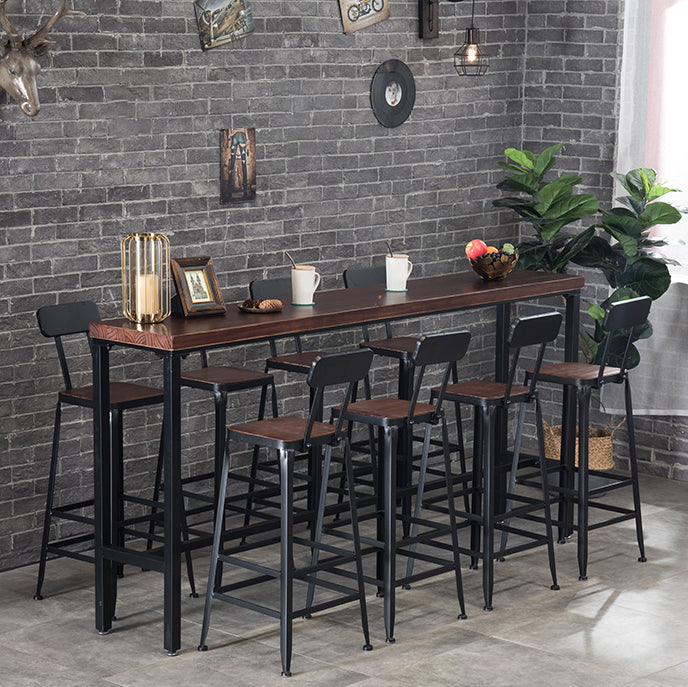 Industrial Style Bar Set 1/4/5/9 Pieces Solid Wood Rectangle Pub Dining Set