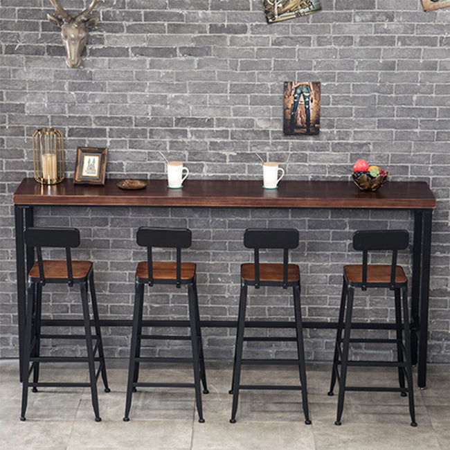 Industrial Style Bar Set 1/4/5/9 Pieces Solid Wood Rectangle Pub Dining Set