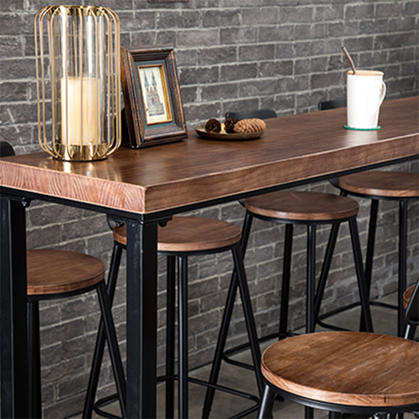 Industrial Style Bar Set 1/4/5/9 Pieces Solid Wood Rectangle Pub Dining Set