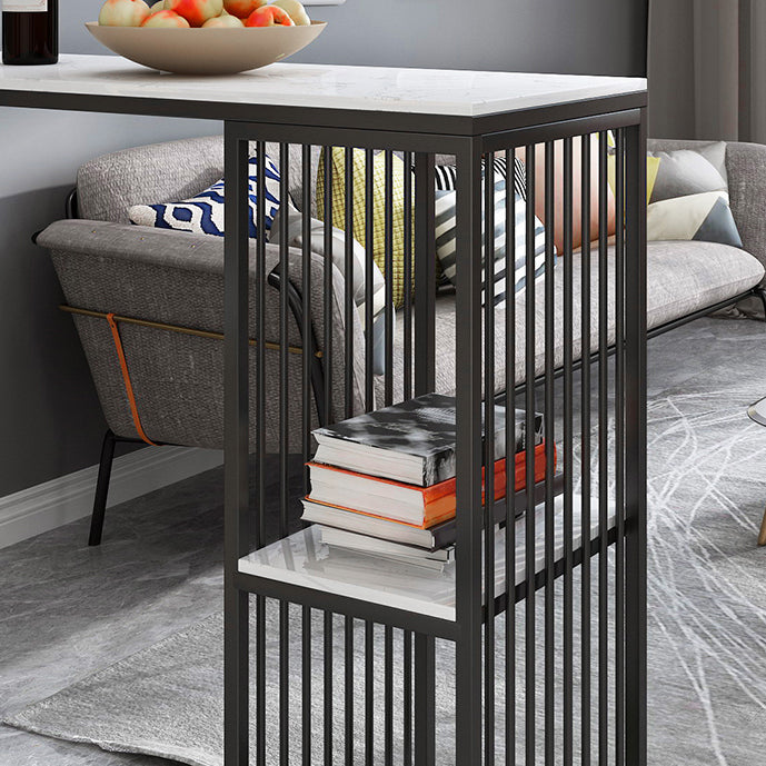 Modern Bar Table Set 1/2/3 Pieces Faux Marble Counter Table with Upholstered Stools