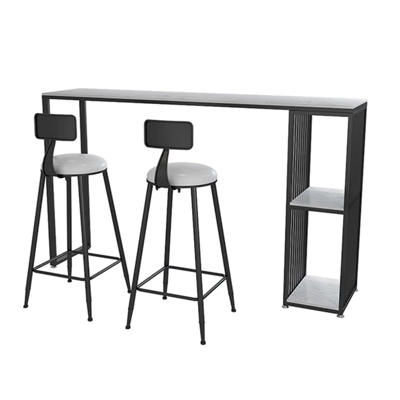 Modern Bar Table Set 1/2/3 Pieces Faux Marble Counter Table with Upholstered Stools