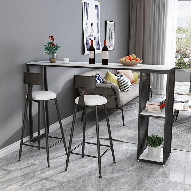 Modern Bar Table Set 1/2/3 Pieces Faux Marble Counter Table with Upholstered Stools