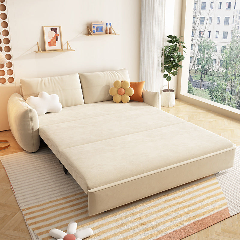 Upholstered Beige Daybed Modern Headboard Bed with Headboard
