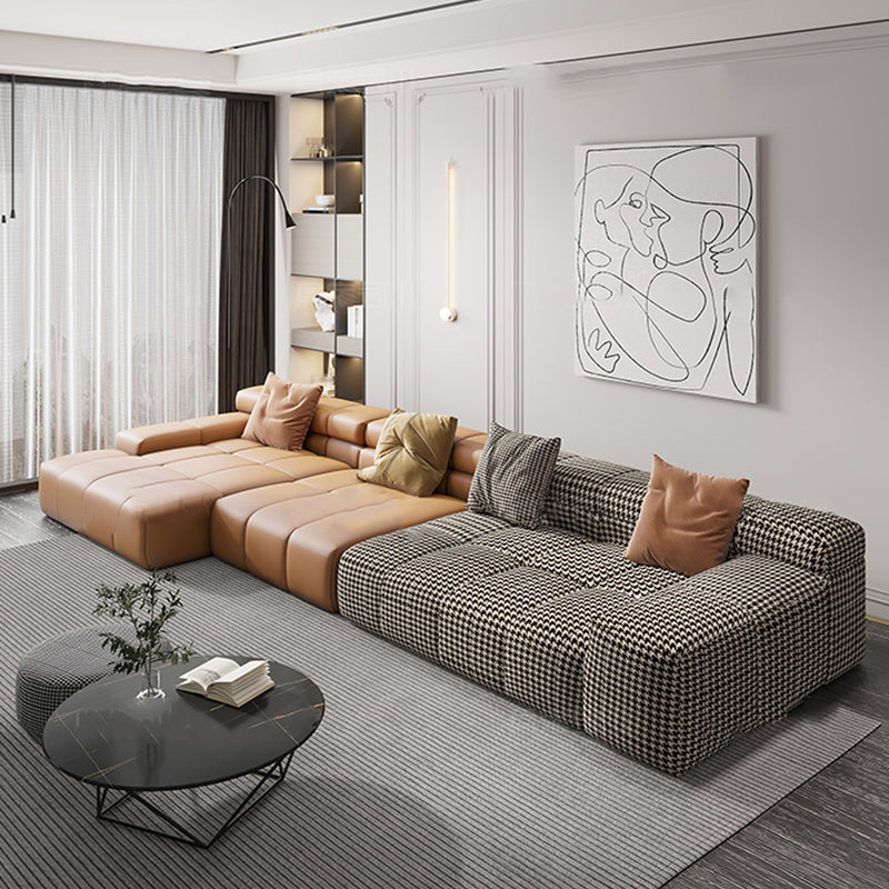 Scandinavian Sleeper Sectional with Tufted Split-Back and Recessed Arm