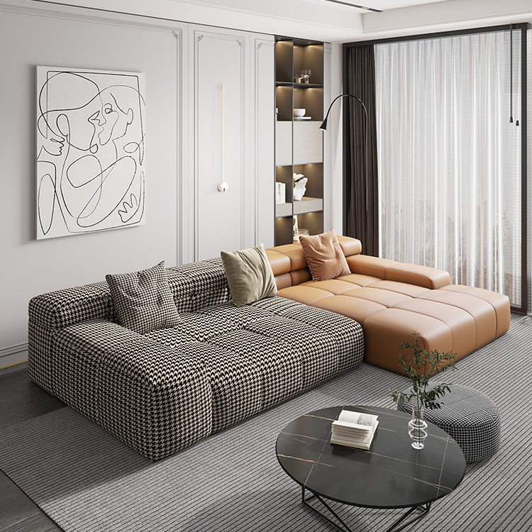 Scandinavian Sleeper Sectional with Tufted Split-Back and Recessed Arm