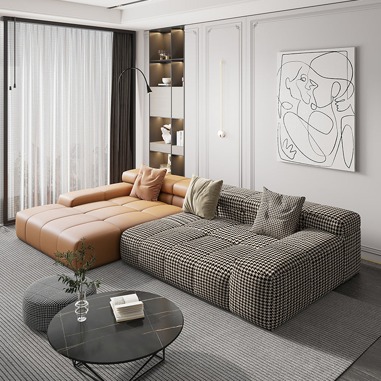 Scandinavian Sleeper Sectional with Tufted Split-Back and Recessed Arm