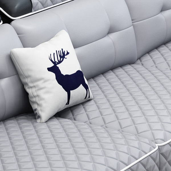 French Country Faux Leather Sectional Sofa with Pillow Top Arms