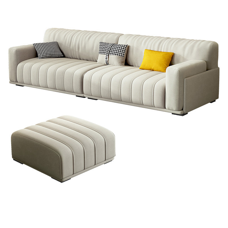 Fabric Square Arm Sofa with Pillows Standard Seating in White