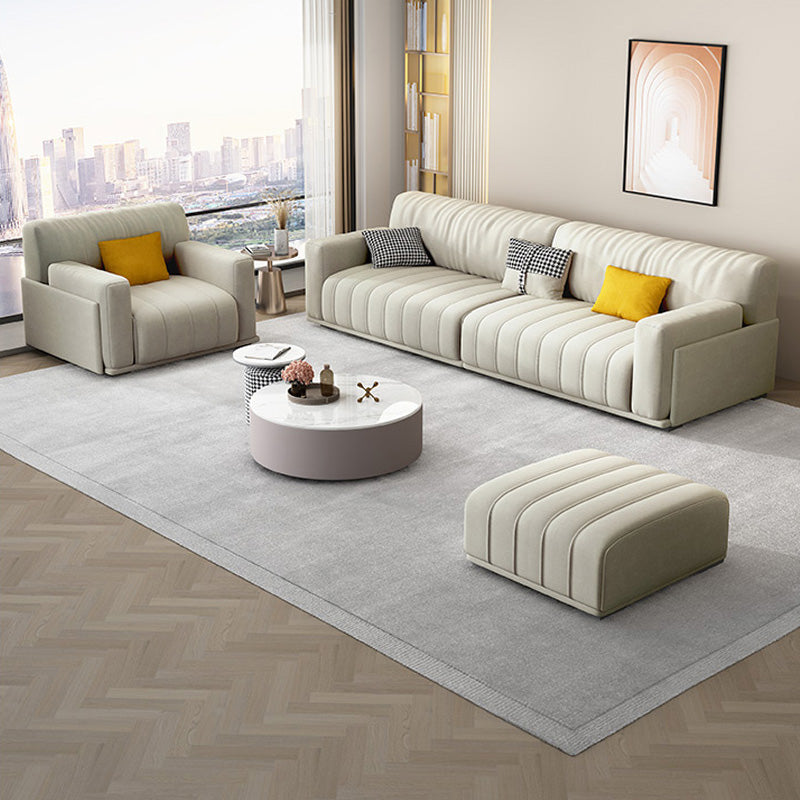 Fabric Square Arm Sofa with Pillows Standard Seating in White