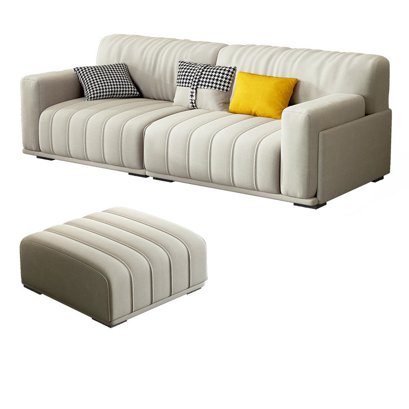 Fabric Square Arm Sofa with Pillows Standard Seating in White