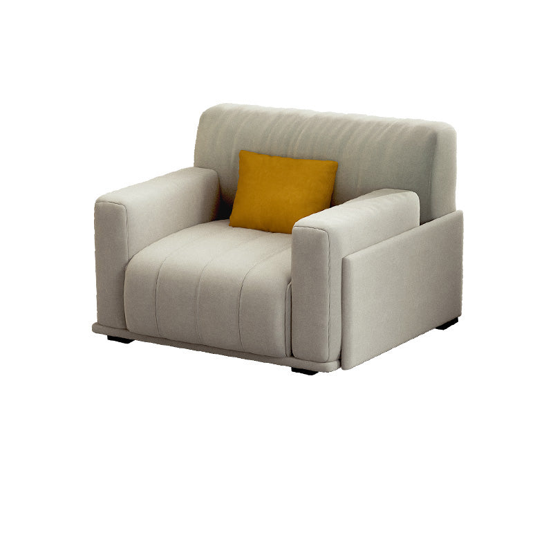 Fabric Square Arm Sofa with Pillows Standard Seating in White